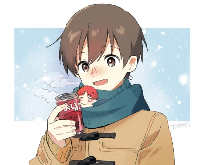寒いので暖をとる蒼真と火焔。みなさまも暖かくしてお過ごしください。 