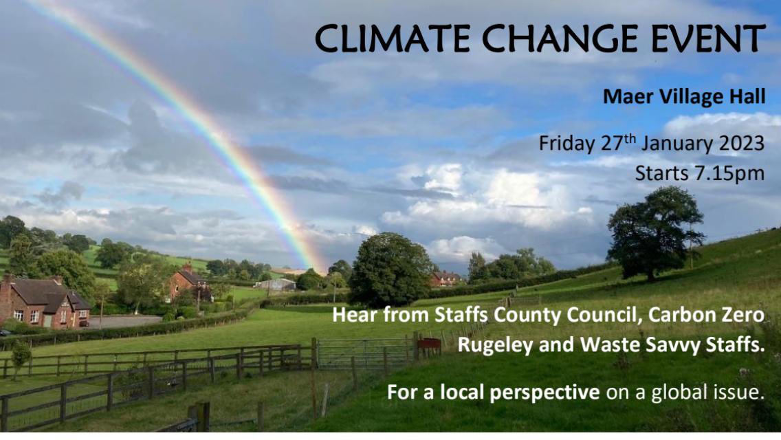 We’re talking all things Climate Change at Maer Village Hall this Friday, 7.15pm for #VillageHallsWeek facebook.com/events/s/clima…