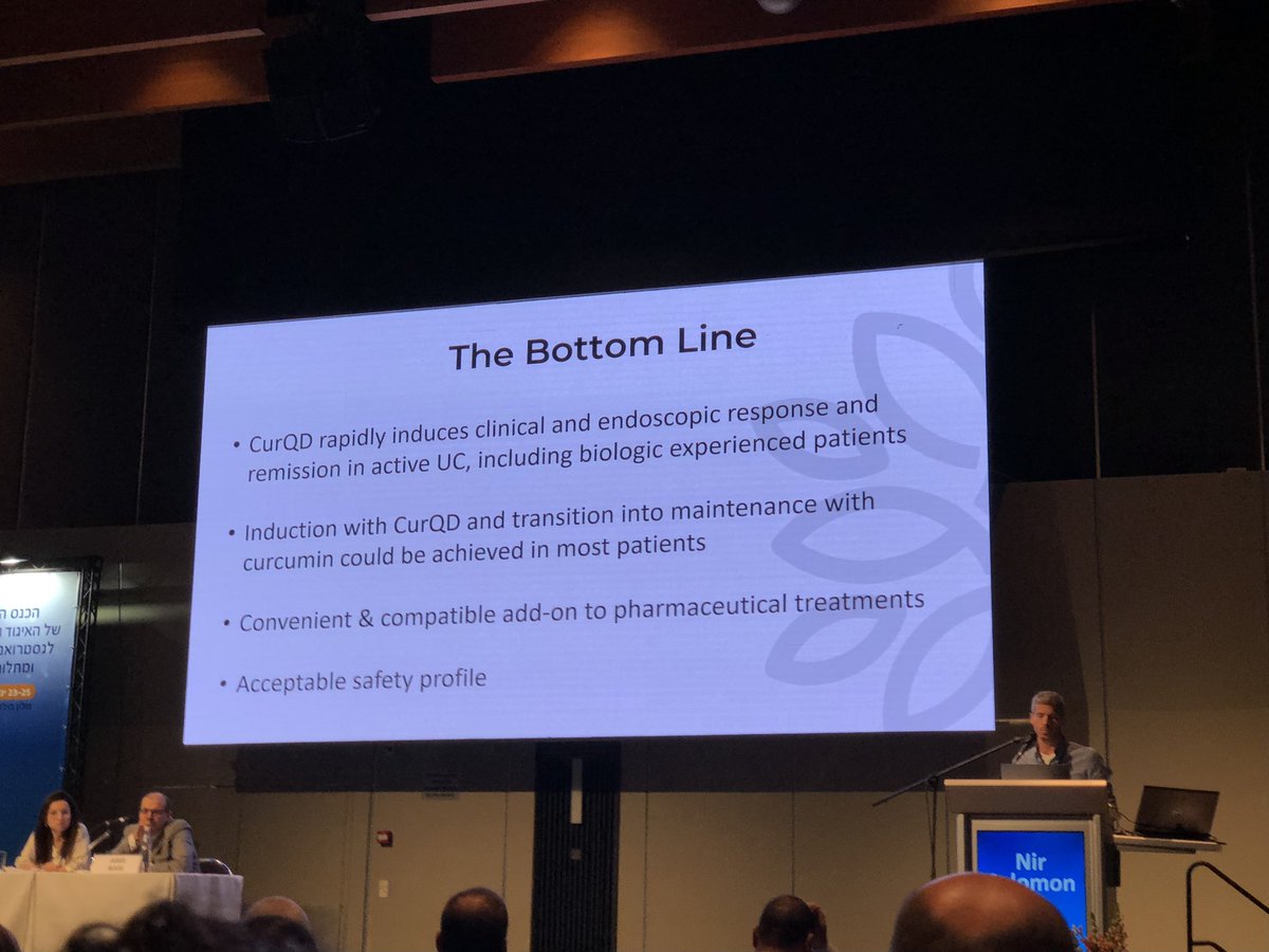 stevenbollipo's tweet image. Great presentation from Dr Nir Salomon from @sheba_medical @SHEBA_ on the benefits of #curcumin 🟡 and #QingDai 🔵 in active ulcerative colitis #IBD #GItwitter 
#CurQD induces rapid remission of active UC even in biologic ex patients! 
#GITelAviv2023