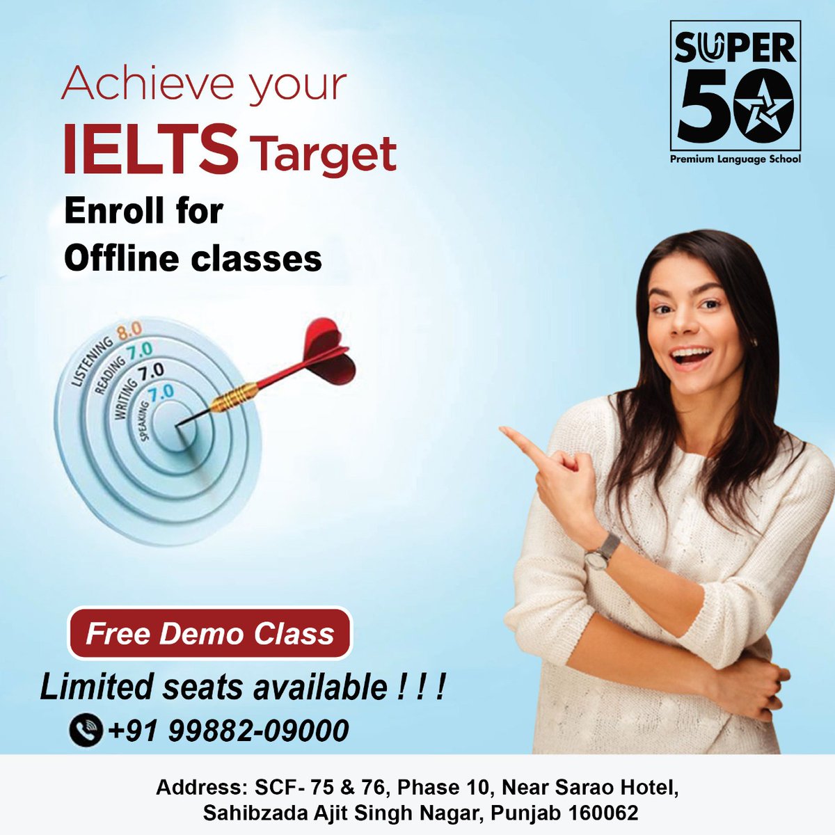 super50_in's tweet photo. We're glad to share that Super50 is providing free DEMO classes and will help you to get your desired BAND score
So hurry up and call +91 9988209000
#bestIELTSinstitute #super50 #seabird #seabirdinternational #IELTS #PTE #TOEFL #SPOKEN #success #institute #studyvisa #canada #uk https://t.co/cw1fFkebvn