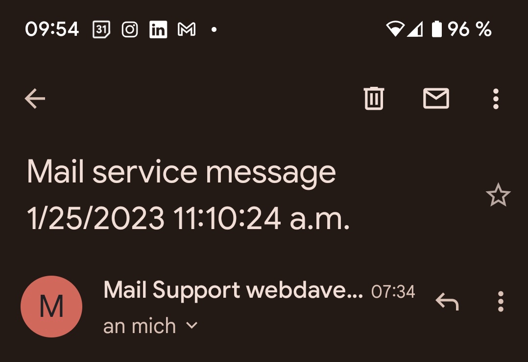 webdave_de's tweet image. I received a mail from the future.
Mail was 'written' 1/25/2023 11:10:24
I received it 
1/25/2023 07:34

#outatime