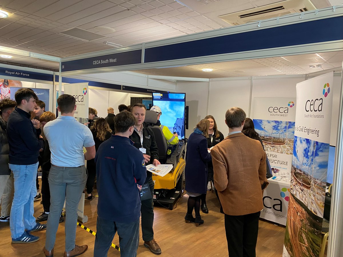 CECA SW Foundations Group have been manning a stand at The National Apprenticeship Show (SW) to encourage young people into a Civil Engineering career.
Students were able to have a go on the simulator and experience using a virtual headset.  #careersinconstruction