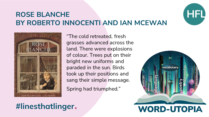 HertsEnglish's tweet photo. The pictures speak volumes in this moving story, yet the use of language still sings through. The theme of war puts quite a different spin on this description of the arrival of spring.
#LinesThatLinger
https://t.co/fWgi1jjakZ https://t.co/uesTpbKr8j