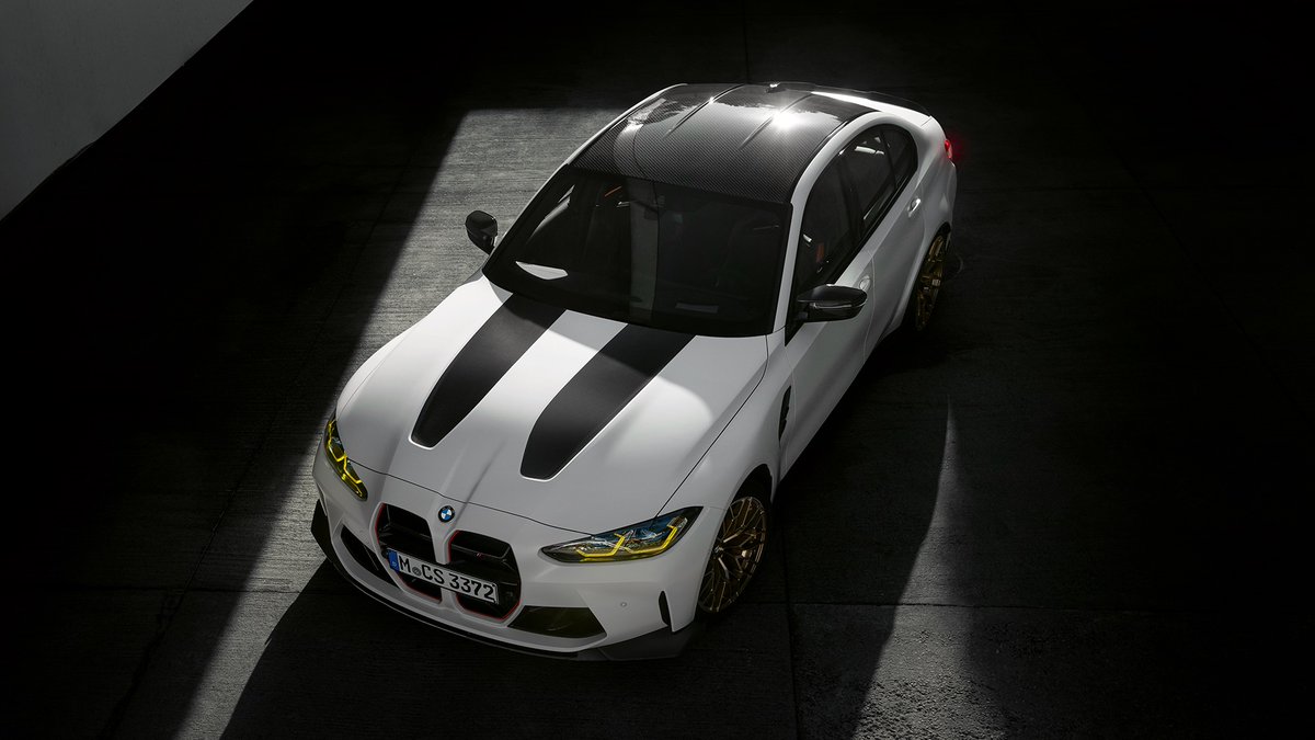 BMW's tweet photo. More power, less weight, compelling performance.
Meet the new BMW M3 CS.
#THEM3CS
The #BMW M3 CS Sedan:
Fuel consumption/100km, CO2 emission/km comb.: 10.4–10.1 l, 234–229 g. According to WLTP, https://t.co/twXzMrWMl3. https://t.co/YKDLDQK7aN