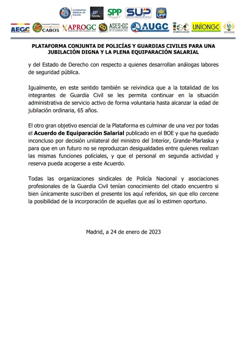 _IGC_'s tweet photo. 🔴🔊 PRESENTACIÓN DE LA PLATAFORMA CONJUNTA DE POLICÍAS Y GUARDIAS CIVILES PARA UNA JUBILACIÓN DIGNA Y LA PLENA EQUIPARACIÓN

DESDE LA UNIDAD LO CONSEGUIREMOS!!💪
#IGC #JuntosSumamos https://t.co/rcua6LOSzZ