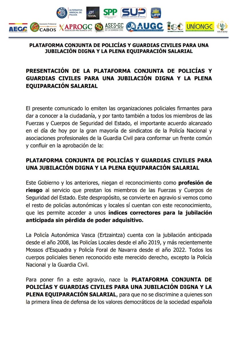 _IGC_'s tweet photo. 🔴🔊 PRESENTACIÓN DE LA PLATAFORMA CONJUNTA DE POLICÍAS Y GUARDIAS CIVILES PARA UNA JUBILACIÓN DIGNA Y LA PLENA EQUIPARACIÓN

DESDE LA UNIDAD LO CONSEGUIREMOS!!💪
#IGC #JuntosSumamos https://t.co/rcua6LOSzZ