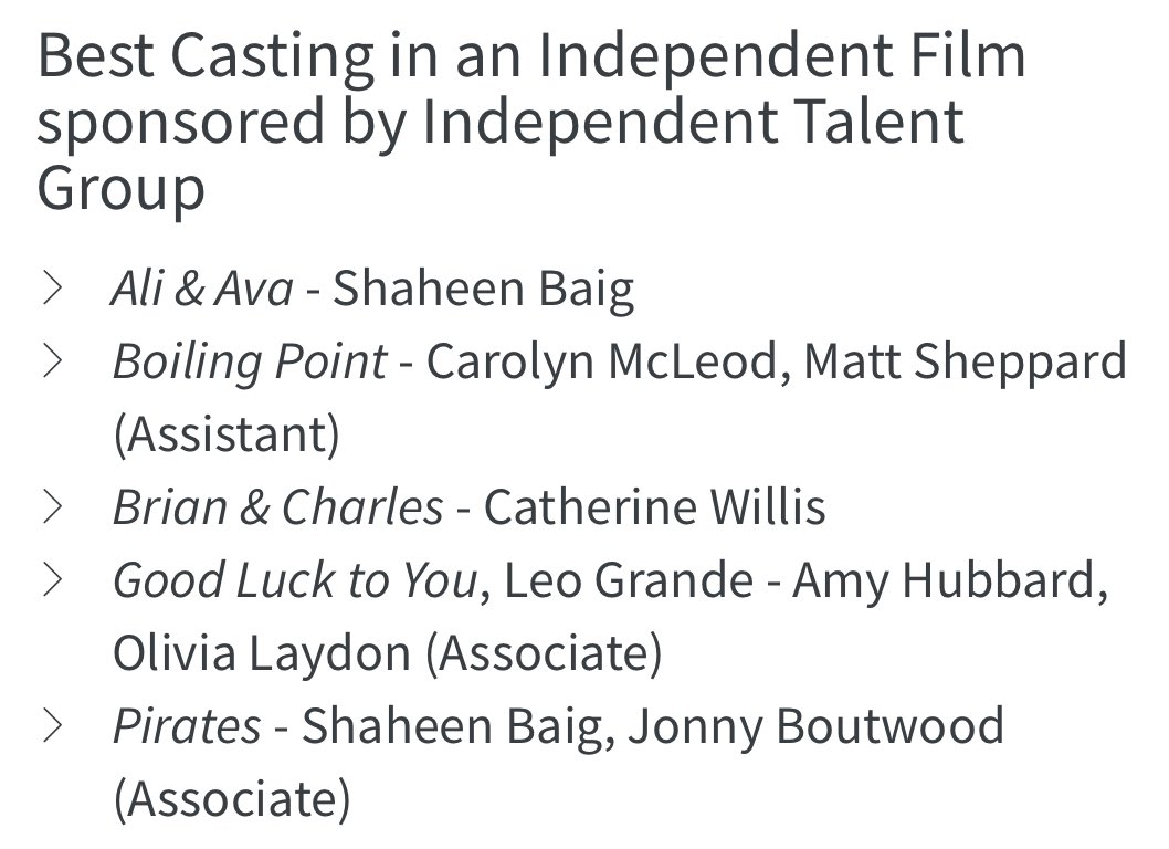 Thank you very much <a href="/CDGNews/">The CDG (Casting Directors’ Guild)</a> members for the #Pirates and #AliandAva nominations. 

On behalf of myself and us all at SBC to be nominated by our fellow CDs is a very lovely thing. 

And to the actors in both films 🙌🏽Thank you x