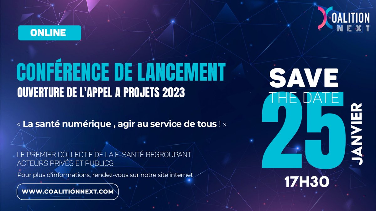 📣 [ #Conférence ] Coalition Next 2023 🏁 C'est le JOUR J !

📆 Rendez-vous à 17h30

Venez découvrir tous les détails du nouvel appel à projets et le témoignage des participants de Coalition Next qui assure le soutien de nombreux projets expérimentés🚀

📌bit.ly/3CTJ1ca