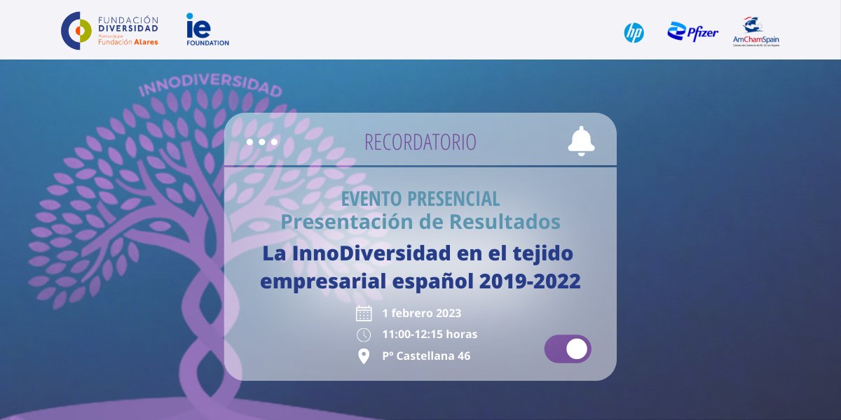 𝐄𝐕𝐄𝐍𝐓𝐎: La #Innodiversidad en el tejido empresarial español.

📆 1 Feb.
⏰ 11:00h.

🎙️<a href="/yannisinspain/">Yannis Virvilis 🇪🇺</a>
🎙️<a href="/MARIAGIRON/">MARIA EUGENIA GIRON</a>
🎙️<a href="/carmeartigas/">Carme Artigas</a>
🎙️Celia de Anca
🎙️<a href="/salvadoraragon/">salvadoraragon</a>
🎙️Laura Santacreu
🎙️<a href="/Maite_her/">Maite Hernández</a>
🎙️<a href="/clara_boada/">Clara Boada</a>
🎙️<a href="/dantecacciatore/">dante cacciatore 😜</a>
🎙️<a href="/IrenaMoozova/">Irena Moozova</a>

🎟️ bit.ly/3COsLZR
