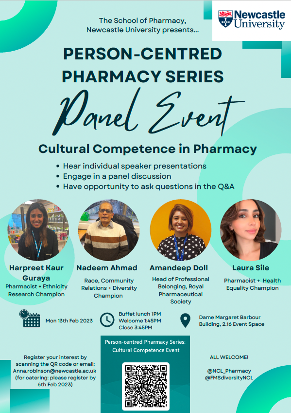 Anna Robinson-Barella (@annarobpharm) on Twitter photo ๐๐ฅWant to find out more about Cultural Competence in pharmacy? Attend our inaugural 'Person-centred Pharmacy Series' panel event and hear from 4 fantastic speakers!๐ฃ
Register using the QR code or here: forms.office.com/e/em2piEseBY
<a href="/NCL_Pharmacy/">Newcastle Pharmacy</a> <a href="/FMSDiversityNCL/">FMS Diversity</a> ๐๐ฅWant to find out more about Cultural Competence in pharmacy? Attend our inaugural 'Person-centred Pharmacy Series' panel event and hear from 4 fantastic speakers!๐ฃ
Register using the QR code or here: forms.office.com/e/em2piEseBY
<a href="/NCL_Pharmacy/">Newcastle Pharmacy</a> <a href="/FMSDiversityNCL/">FMS Diversity</a>