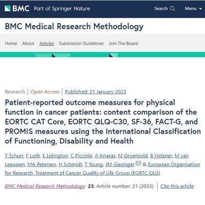 EORTC Quality of Life Group (QLG) (@eortc_qlg) on Twitter photo New study by JM Giesinger et al. compared frequently used patient-reported outcome measures (#PROMs) for physical function in cancer patients.
It was published last week in <a href="/BMC_series/">BMC Series</a> 👇
bmcmedresmethodol.biomedcentral.com/articles/10.11…
<a href="/EORTC/">EORTC</a> <a href="/elidington/">emma lidington</a> @mold01
#QualityofLife #GivingVoice2Patients New study by JM Giesinger et al. compared frequently used patient-reported outcome measures (#PROMs) for physical function in cancer patients.
It was published last week in <a href="/BMC_series/">BMC Series</a> 👇
bmcmedresmethodol.biomedcentral.com/articles/10.11…
<a href="/EORTC/">EORTC</a> <a href="/elidington/">emma lidington</a> @mold01
#QualityofLife #GivingVoice2Patients
