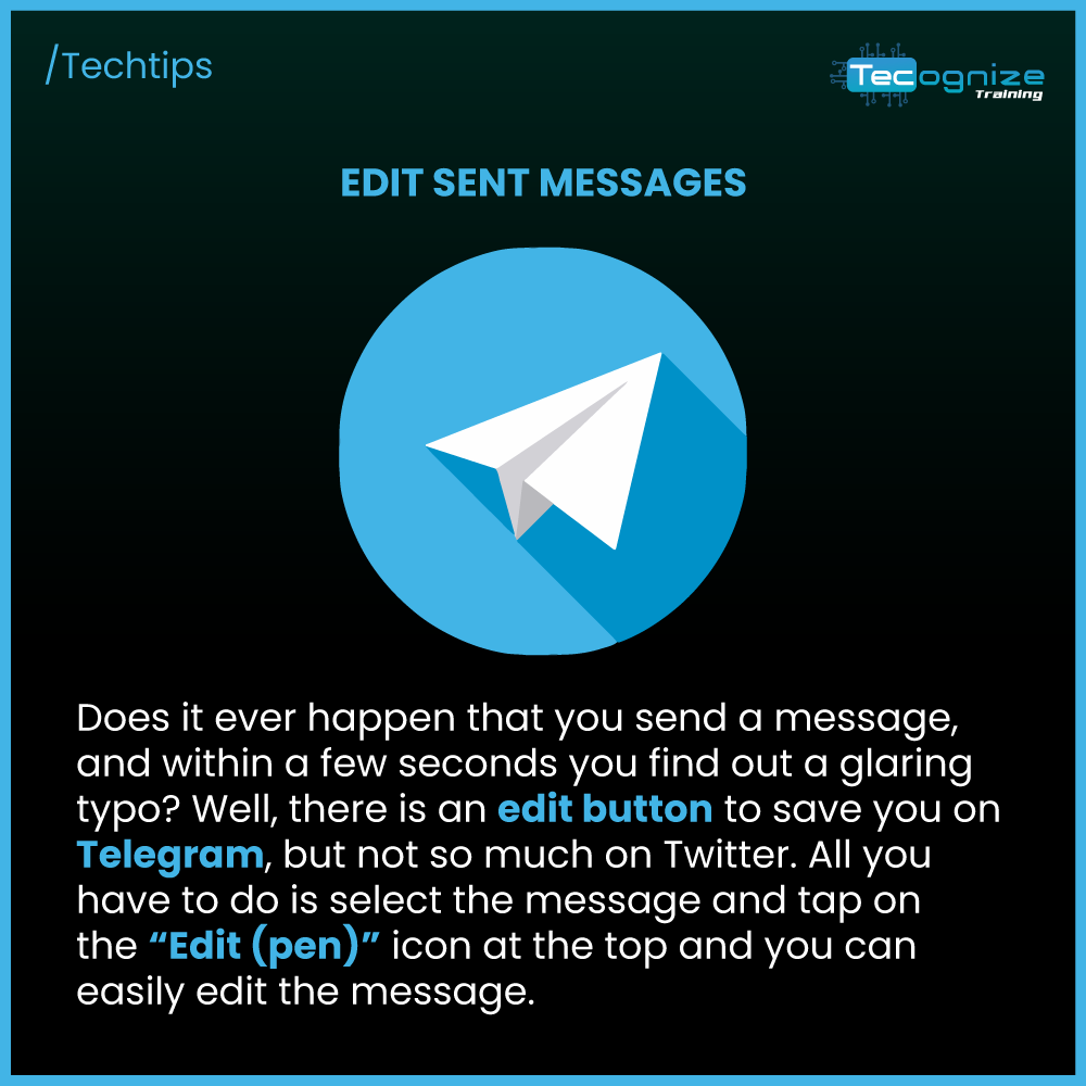 Tecognize's tweet photo. #tecognize #training #techtips #telegram https://t.co/ipksGEslcr