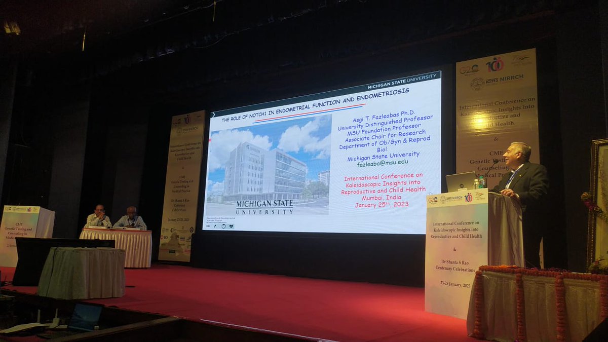 icmrnirwoh's tweet photo. Dr Asgi T Fazleabas (MSU), who also presented the Dr Shant S Rao Oration 2023, gave a plenary talk on the role of NOTCH1 in endometrial function and #endometriosis during the International Conference on Kaleidoscopic Insights into Reproductive and Child Health #ICKIR https://t.co/IiGICVcUwG