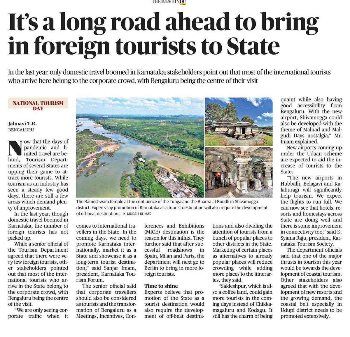 Domestic #tourism is booming in #Karnataka but what about international tourists? Experts say that Karnataka should be showcased as a long duration, holiday destination by Tourism department. #NationalTourismDay #Bengaluru 
@AnandSinghBS @KarnatakaWorld @THBengaluru