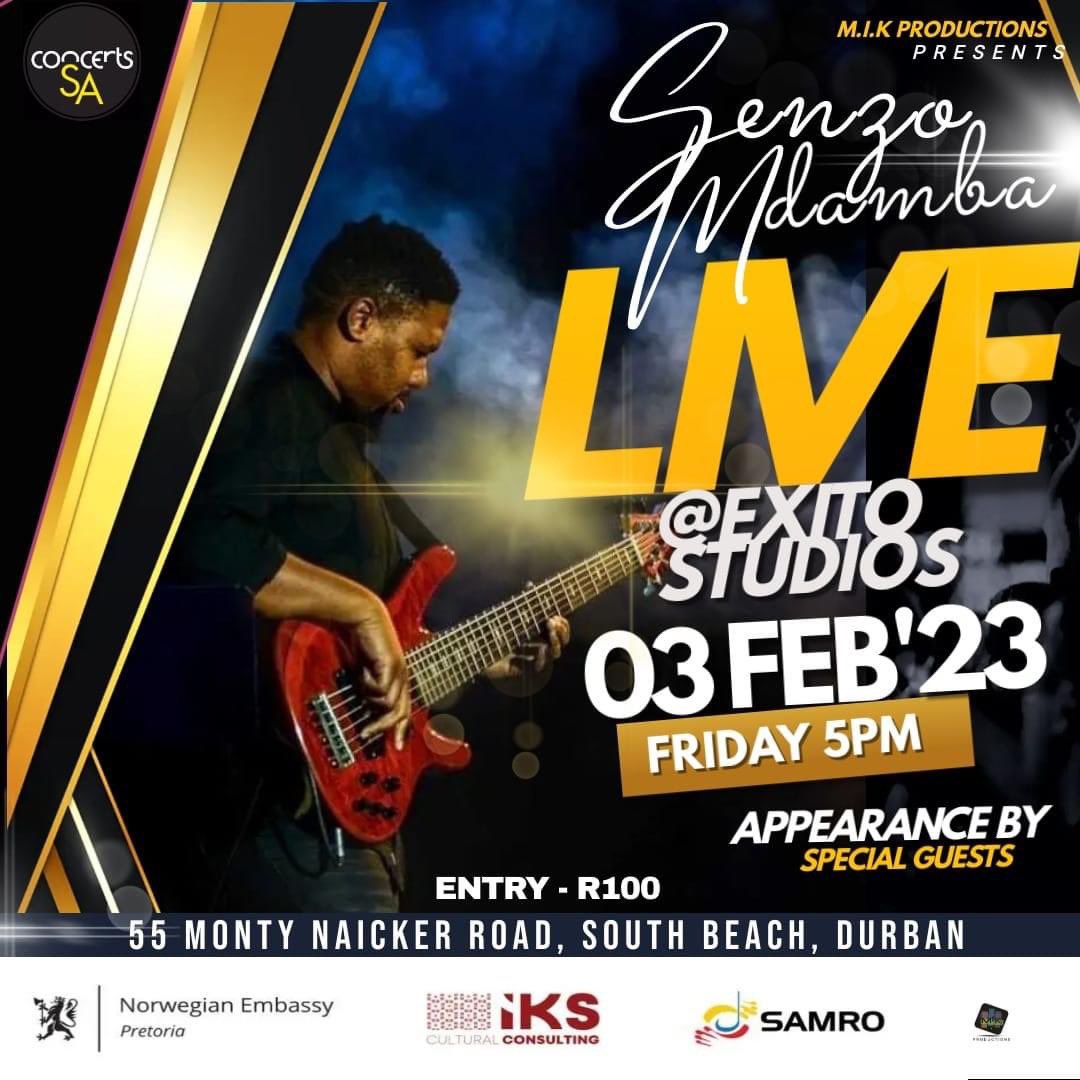 ConcertsSA's tweet photo. Catch Senzo Mik Mdamba live at Exito Studios on 3 Feb 2023, with special guest appearances including @ZoeTheSeed1 and @mondlingc, supported by Concerts SA's Digital Mobility Fund #DMF5. https://t.co/zj9Wo6DrNZ