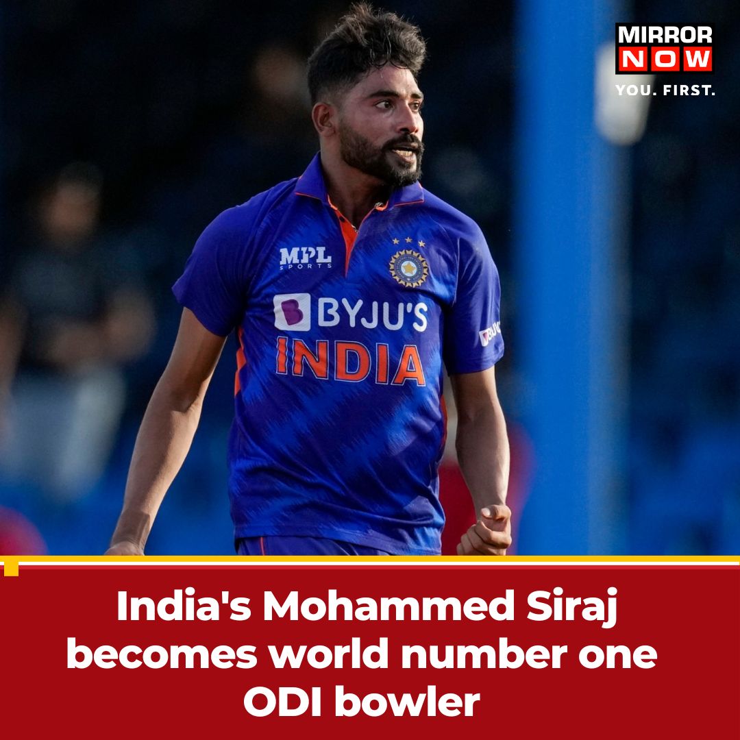 MirrorNow's tweet photo. #TeamIndia fast bowler #MohammedSiraj has become the world number one #ODIbowler, taking the top spot from New Zealand's Trent Boult. 

@mdsirajofficial, who has taken 14 wickets in his last five ODIs, leads the rankings with 729 rating points. https://t.co/DN4znwlrJJ