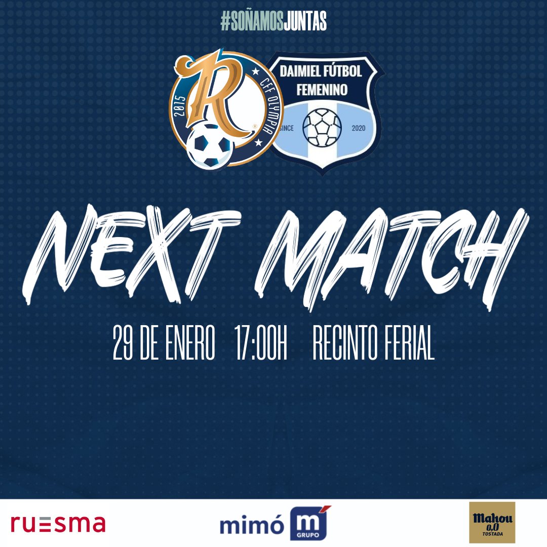 ✅𝗛𝗢𝗥𝗔𝗥𝗜𝗢 𝗖𝗢𝗡𝗙𝗜𝗥𝗠𝗔𝗗𝗢 𝗝.𝟭𝟳

🏆#PrimeraNacionalFutFem
🆚 <a href="/DaimielFemenino/">C. D. Daimiel Fútbol Femenino</a> 
📆 Domingo 29 de enero
⏰ 17:00h
🏟️ Recinto Ferial