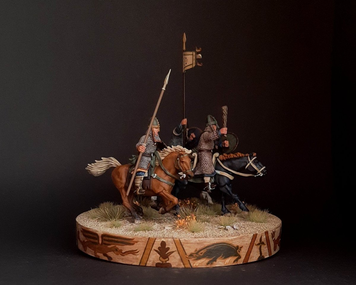 AtVictrix's tweet image. William the Conqueror and his loyal knights!

Brilliant work by Robert Swidrak, using the Norman Cavalry set and colours based on the Bayeux Tapestry.