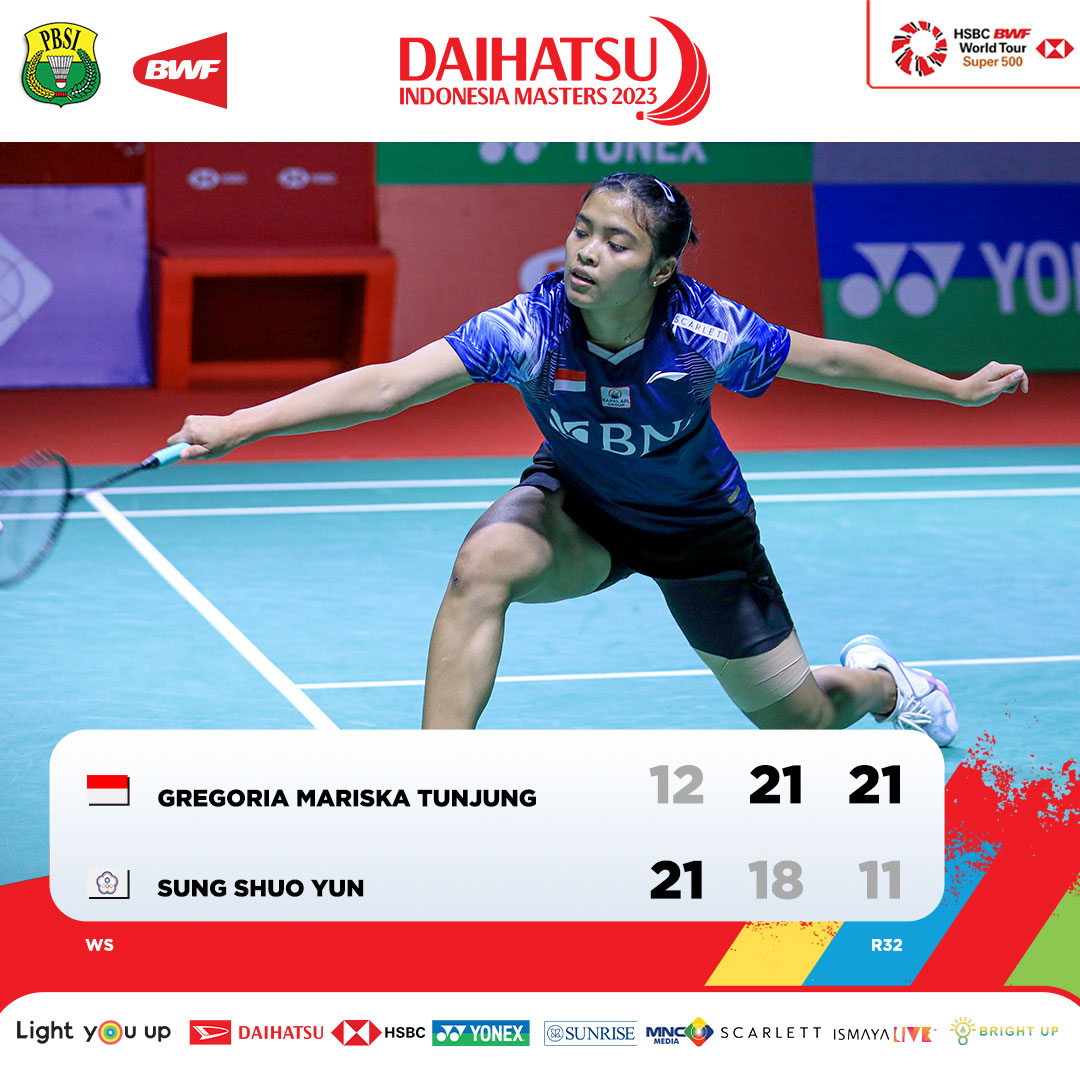 INABadminton's tweet photo. Gregoria menyusul Putri ke babak berikutnya! Fantastic!

#DIM2023 https://t.co/rGxrdX5LaS