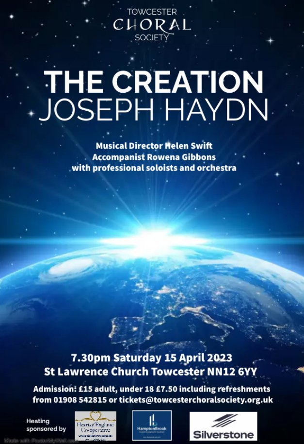 Join us on 15th April for a concert Heart of England Co-operative Society Ltd supported through Helping Hearts in Towcester 💙