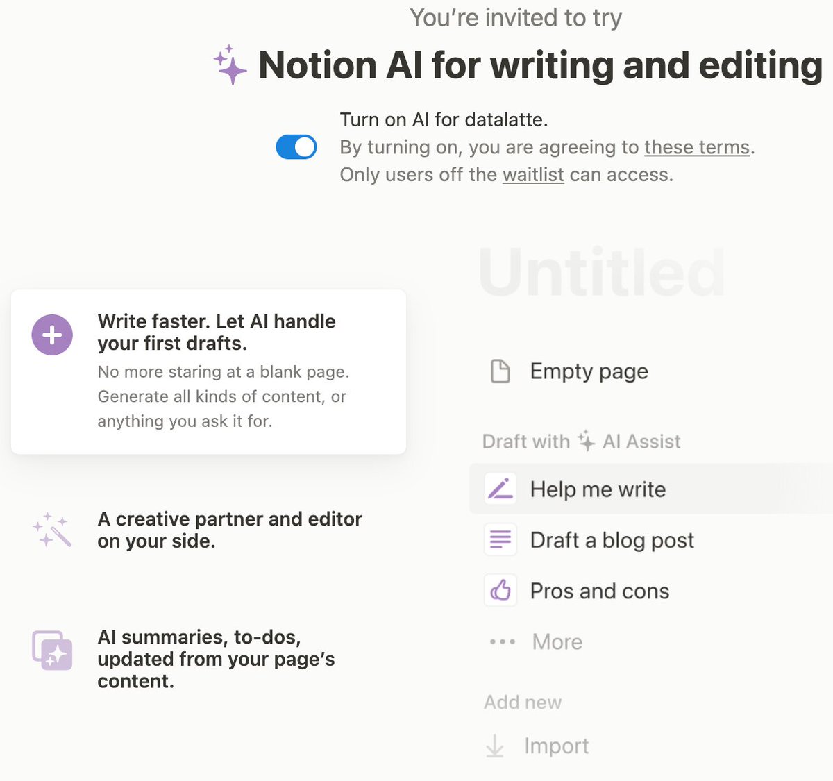 amirmabhout's tweet image. Here we go, the race for #AI content writing⚡️. While we use these tools, let us always keep in mind, how data is the fuel to these applications and how it is our responsibility as advocates of data rights to facilitate #datatokenization. #Notion