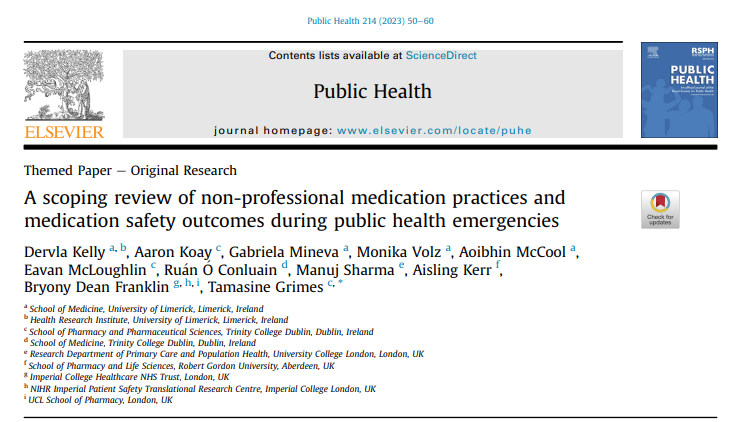 Have you downloaded our article full text yet? If not, click👇 before Feb 1st for free access. #medsafety #medicationwithoutharm

authors.elsevier.com/c/1gF7U7bKB~Z-M

A scoping review of non-professional medication practices and medication safety outcomes during public health emergencies