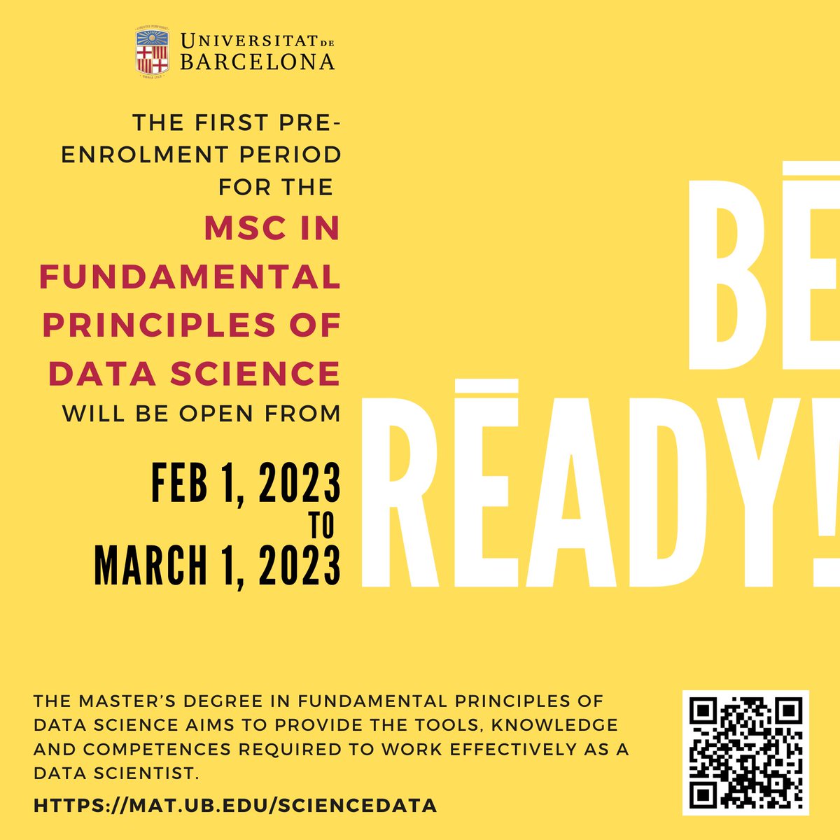 Are you ready to take your career to the next level? In a few days we will open registration for our master's degree! Join us and explore new opportunities that will help you achieve your career goals.
#datascience #deeplearning #recommenders #NLP #computervision #complexsystems