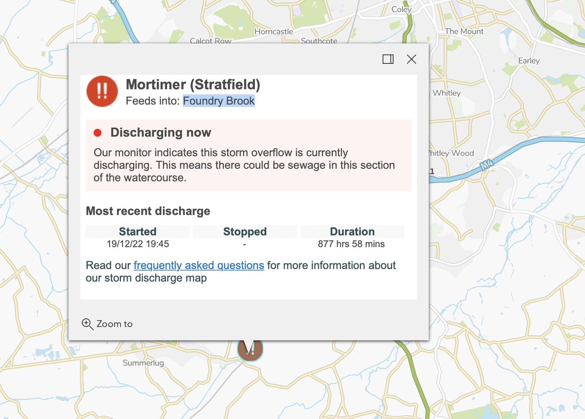 On the 5th Dec 2022 @thameswater announced half-yearly profits of £493.5m

Just two weeks later their Mortimer sewage works started dumping sewage into Foundry Brook and it's still going

Foundry Brook flows into the River Kennet, a chalk stream, 1 of only 225 in the entire world