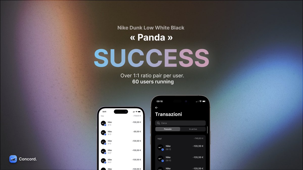 After today's successful Nike Dunks Low Panda release, Concord members are already waiting in line for our next flight. 🛩️

Want to get aboard ? 2 crew members will be picked in the like &amp; rt section. Go! ⚡️