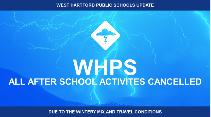 whctv5's tweet image. Due to weather all #WHPS after school activities are cancelled Wednesday, January 25, 2023.
