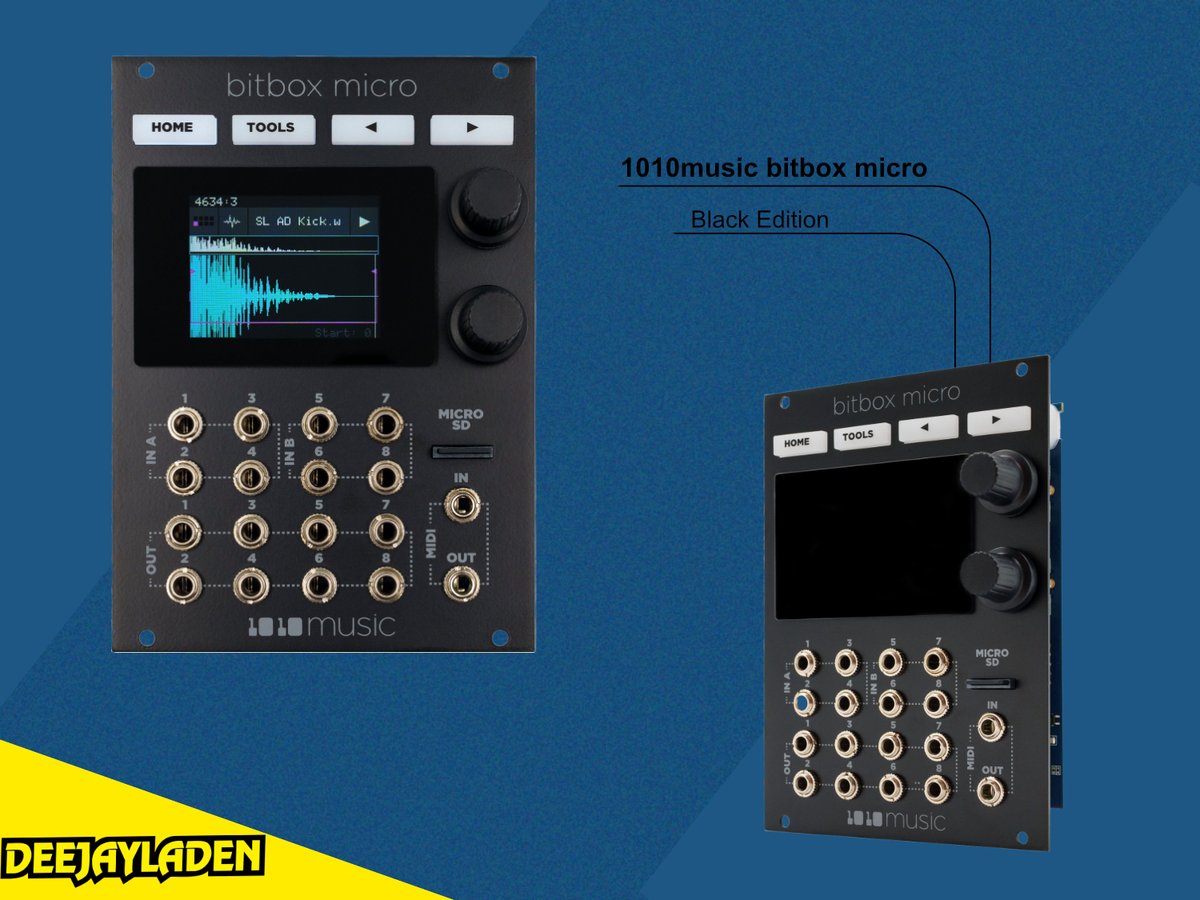 Die 1010music bitbox micro bietet Sampling für kompakte Racks zum fairen Preis. In nur 18 HP Rackplatz bekommt man einen Touchscreen basierten Sampler mit Unterstützung für 8 Stereo Sample Pads.✨
deejayladen.de/de/1010music-b…

#deejayladen #1010musicbitboxmicro #blackedition #sampler