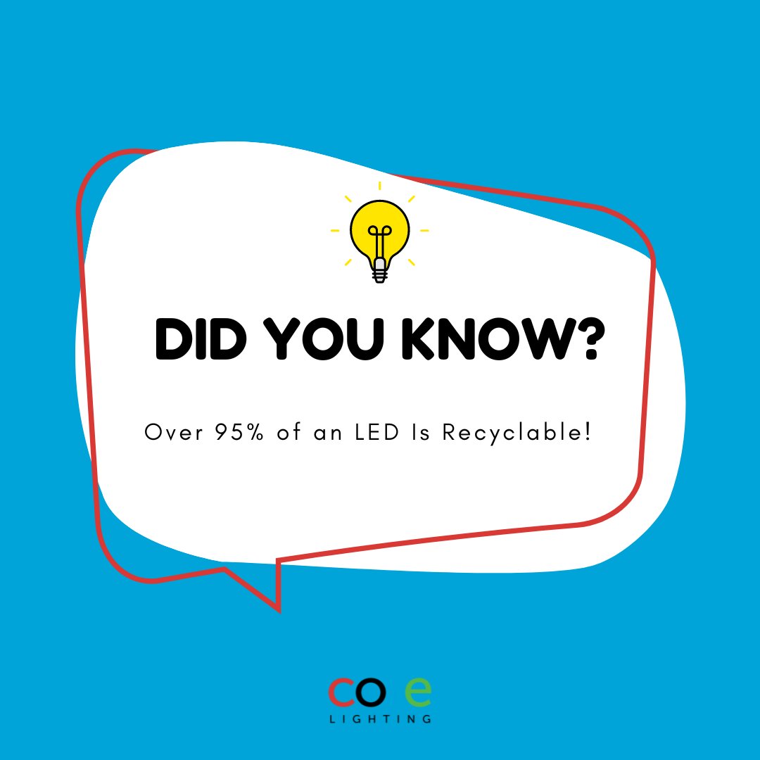 CoreLighting's tweet image. Did you know that LEDs contain no mercury at all — and over 95% of an LED is recyclable?! Drop your lighting facts in the comments below. ⬇️

#Lighting #LightingDesign #CoreLighting #LightFacts #LightingFacts #LEDLights