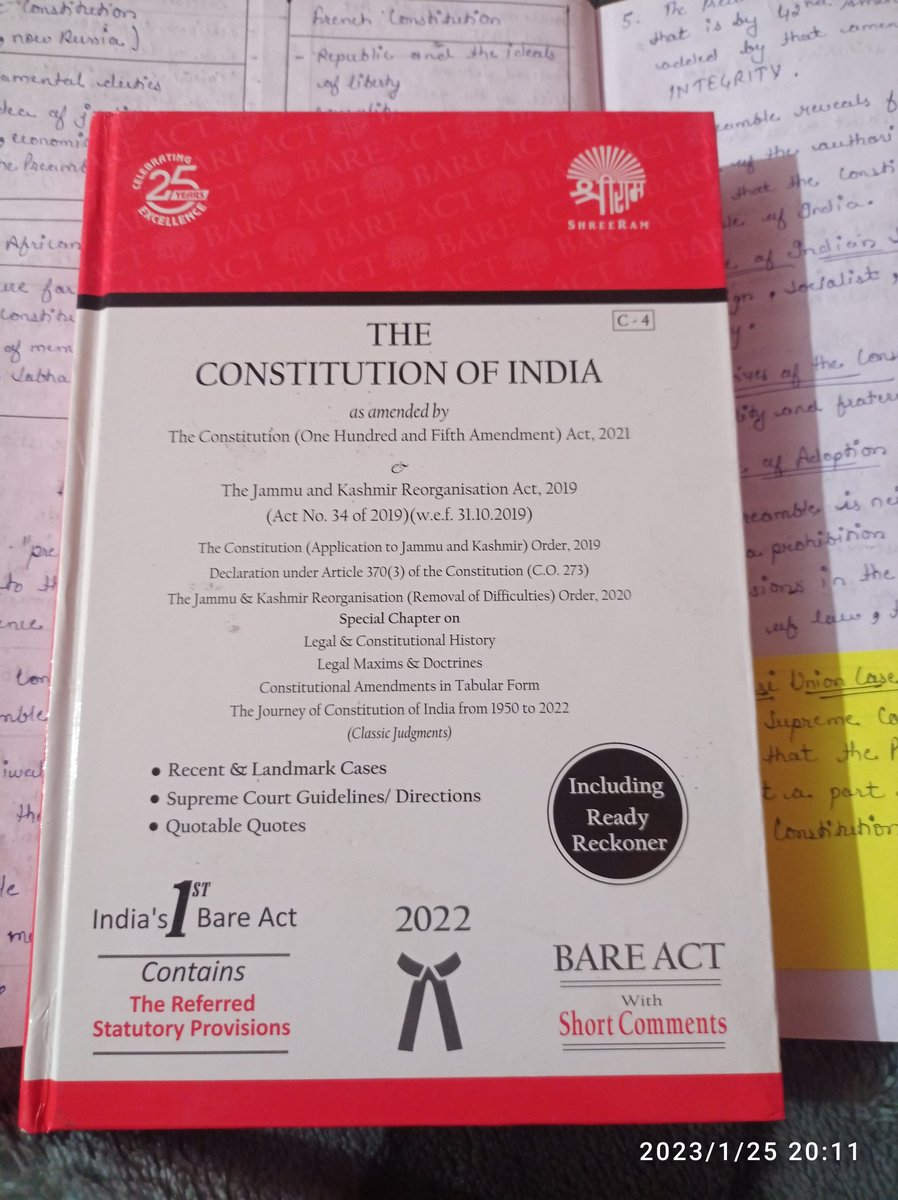 Saloni_Thakur19's tweet image. This bare act of The Constitution of India is very good and helpful. This is of Shree Ram Publications Chandigarh. This has a detailed concept of all the Articles. And even other several things too. I have found this very helpful 👍😊
#The_constitution_of_India 
#bareact