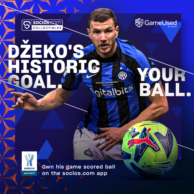 socios's tweet photo. Ready-Set-Ball

@Inter’s game-scored balls from the @SerieA EA Sports Supercup will be available to own starting this Friday.

⚽️Dimarco - 27/01 - Reverse Auction
​​🔜Džeko - TBC
🔜Martínez - TBC

#SociosCollectibles |⚡ @gameusedcom  &amp; $CHZ