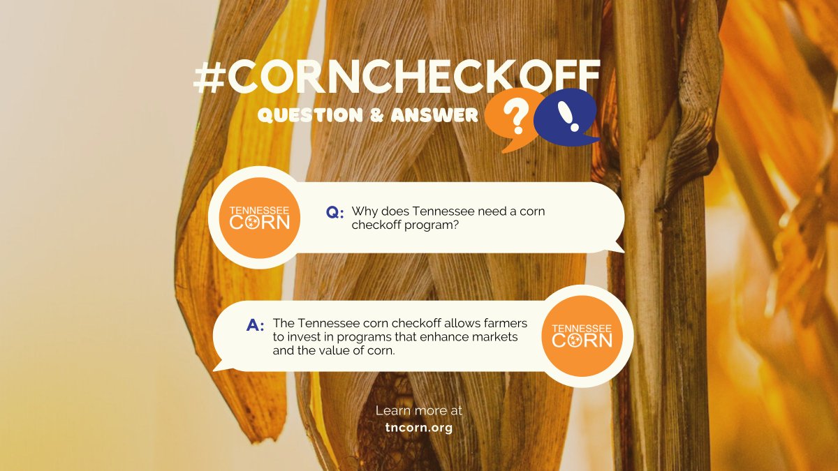 CornTennessee's tweet image. Why does Tennessee need a #corncheckoff program?
In the past, corn checkoff funds have been used to conduct research that has led to the development of cornstarch plastics, improved ethanol, high-fructose corn syrup and many other products.