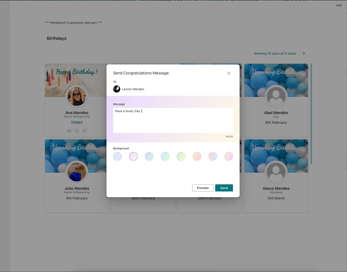 joaojmendes's tweet image. Is ready !  New Birthday SPFx App 😀 🙏🧡

#SPFx #FluentUI #ReactJS #M365Dev