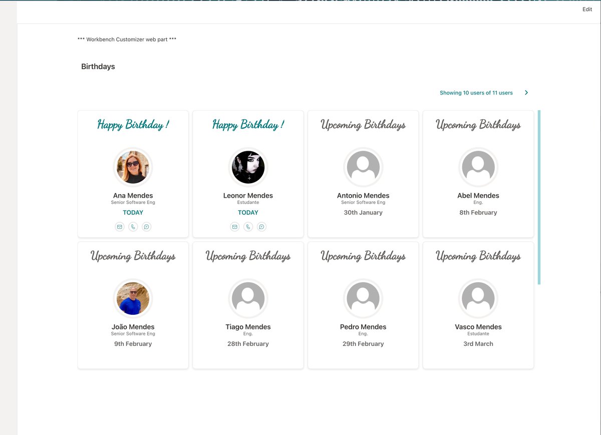 joaojmendes's tweet image. Is ready !  New Birthday SPFx App 😀 🙏🧡

#SPFx #FluentUI #ReactJS #M365Dev