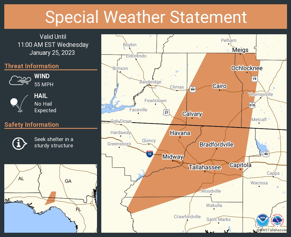 NWS Tallahassee on Twitter "A special weather statement has been