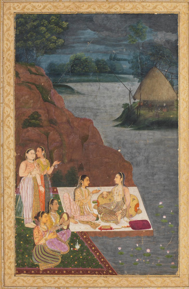 On #NationalTourismDay_2023 'Maidens are at Leisure on a Riverbank with Fishermen beyond on the Opposite Bank'
c1760 AD Provincial #Mughal painting from #Lucknow or #Faizabad #Awadh sold by @bonhams1793 for £9000 (7th June 2022)
@ranjona @swativashishtha @DalrympleWill @art1ista