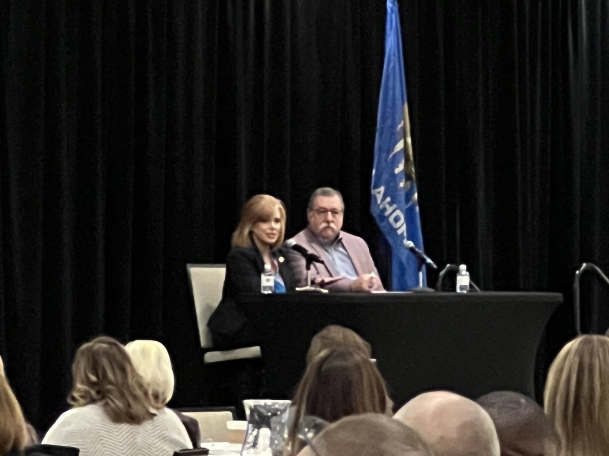 geri_gilstrap's tweet photo. Thank you Rep. Baker and Rep. McBride for speaking with Public Ed Administrators today at our OASA Conference- we appreciate you both very much! ⁦@OKHouseofReps⁩ ⁦@CCOSA⁩ ⁦@OSSBAoklahoma⁩ ⁦@OklaEd⁩ #oasaconf https://t.co/uaGhYKAyO4