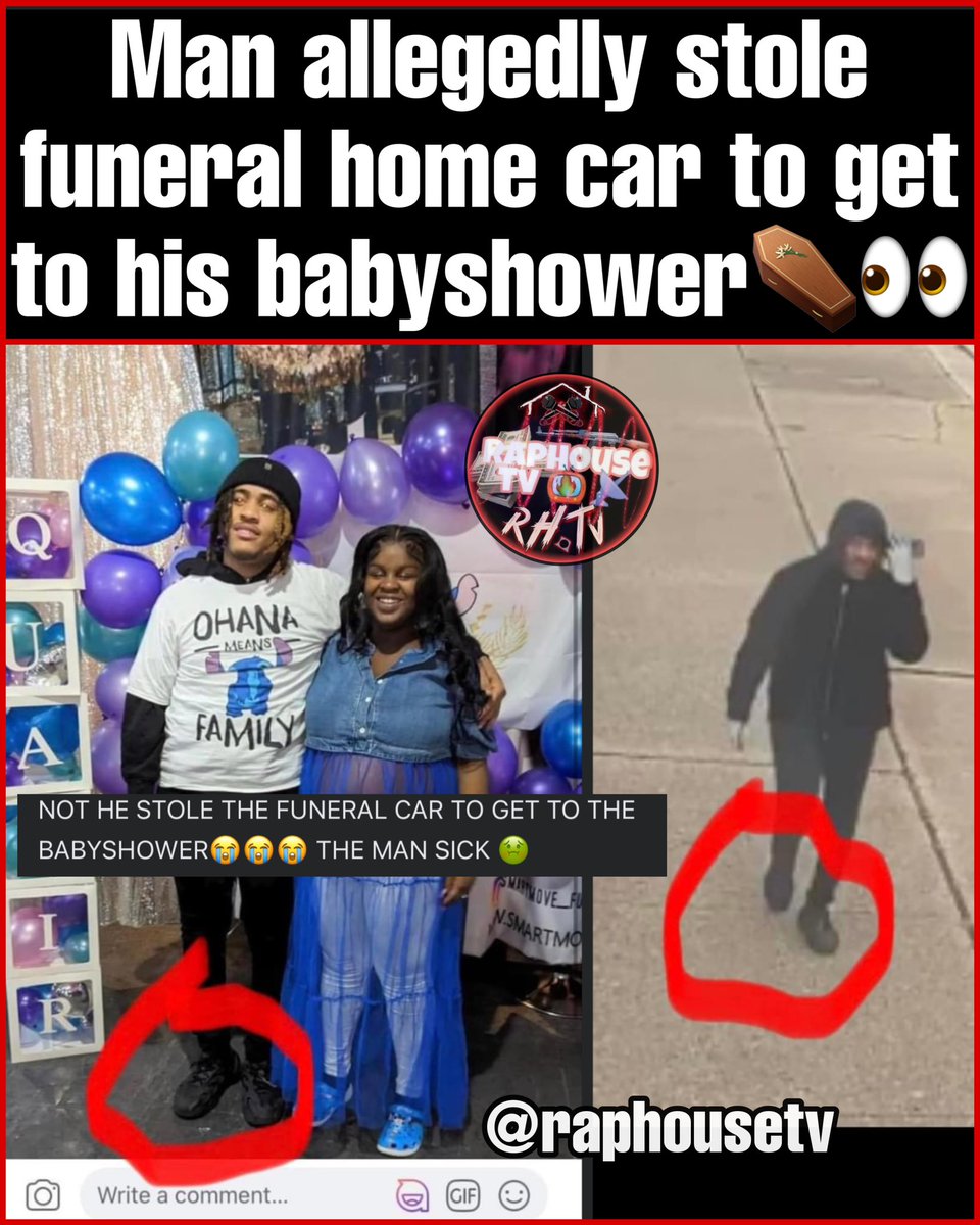 Man Allegedly stole funeral home car to get to his babyshower⚰️👀