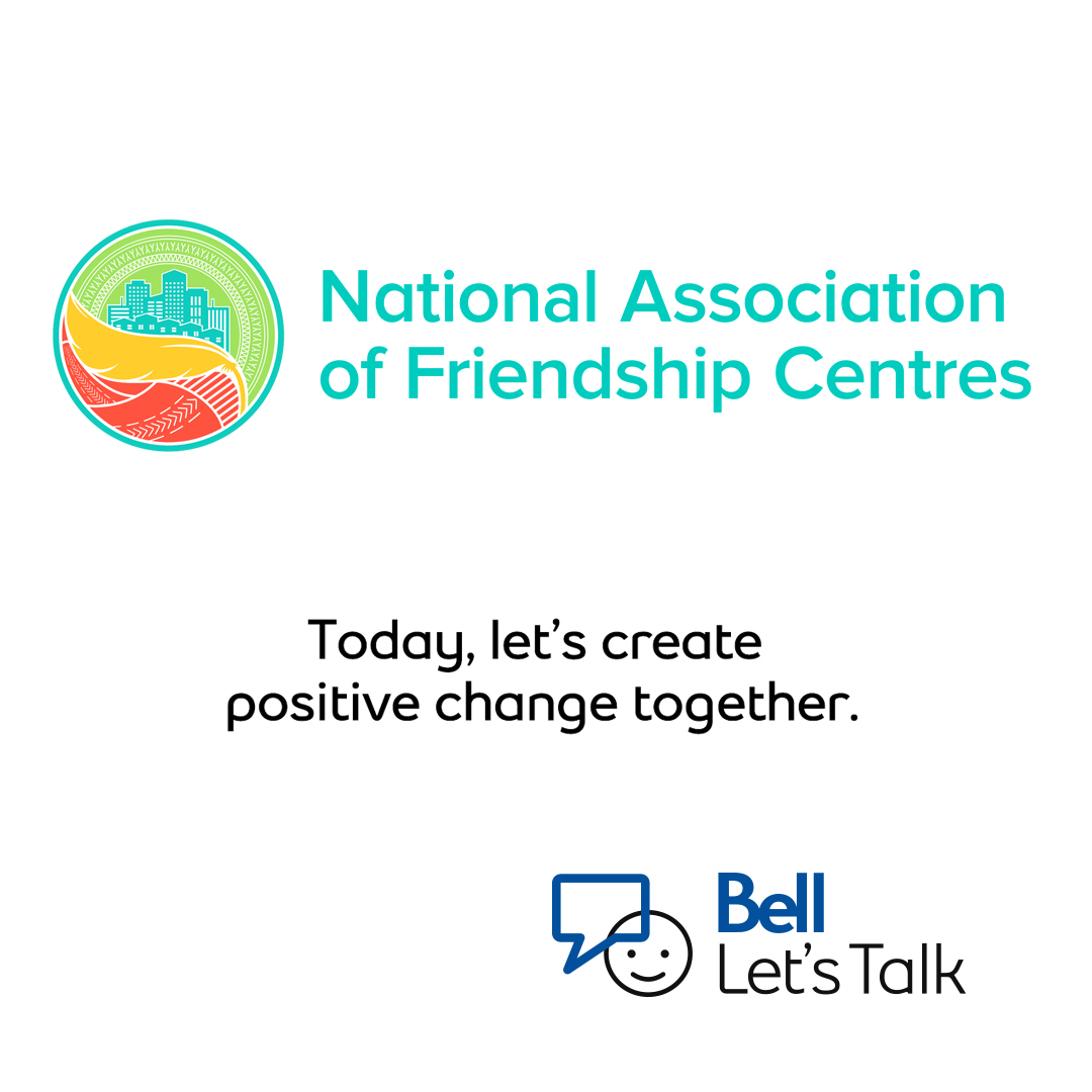 Bell_LetsTalk's tweet photo. The National Association of Friendship Centres (@NAFC_ANCA) supports and strengthens the mental, emotional, and spiritual well-being of Indigenous peoples through cultural teachings and traditional practices. #BellLetsTalk https://t.co/O1e44iYhvq