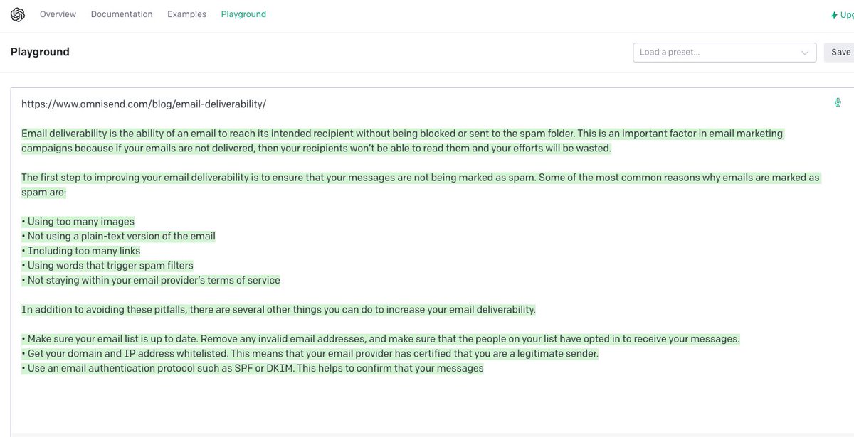 MakeAIBread's tweet photo. I found the highest ranking article on the web about email deliverability and asked #chatgpt to summarize... I really should just get the  #ai chrome extension that does this... Anyone know which one's best rn? https://t.co/esP0PzZBYS
