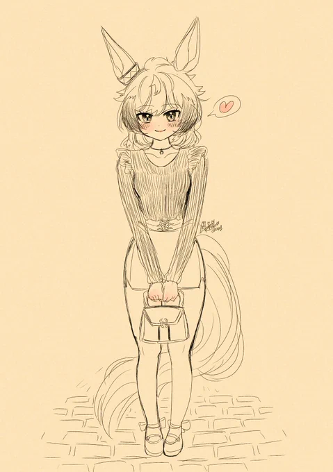 #実装するまで1日1ウインディちゃんなのだ<344日目/2022-1-26>「…おまたせなのだ。」(#ウマ娘プリティーダービー:#シンコウウインディ/落書き)ウ゛マ゛さ゛ん゛ぽ゛に゛行゛か゛せ゛て゛く゛れ゛よ゛ぉ゛ 