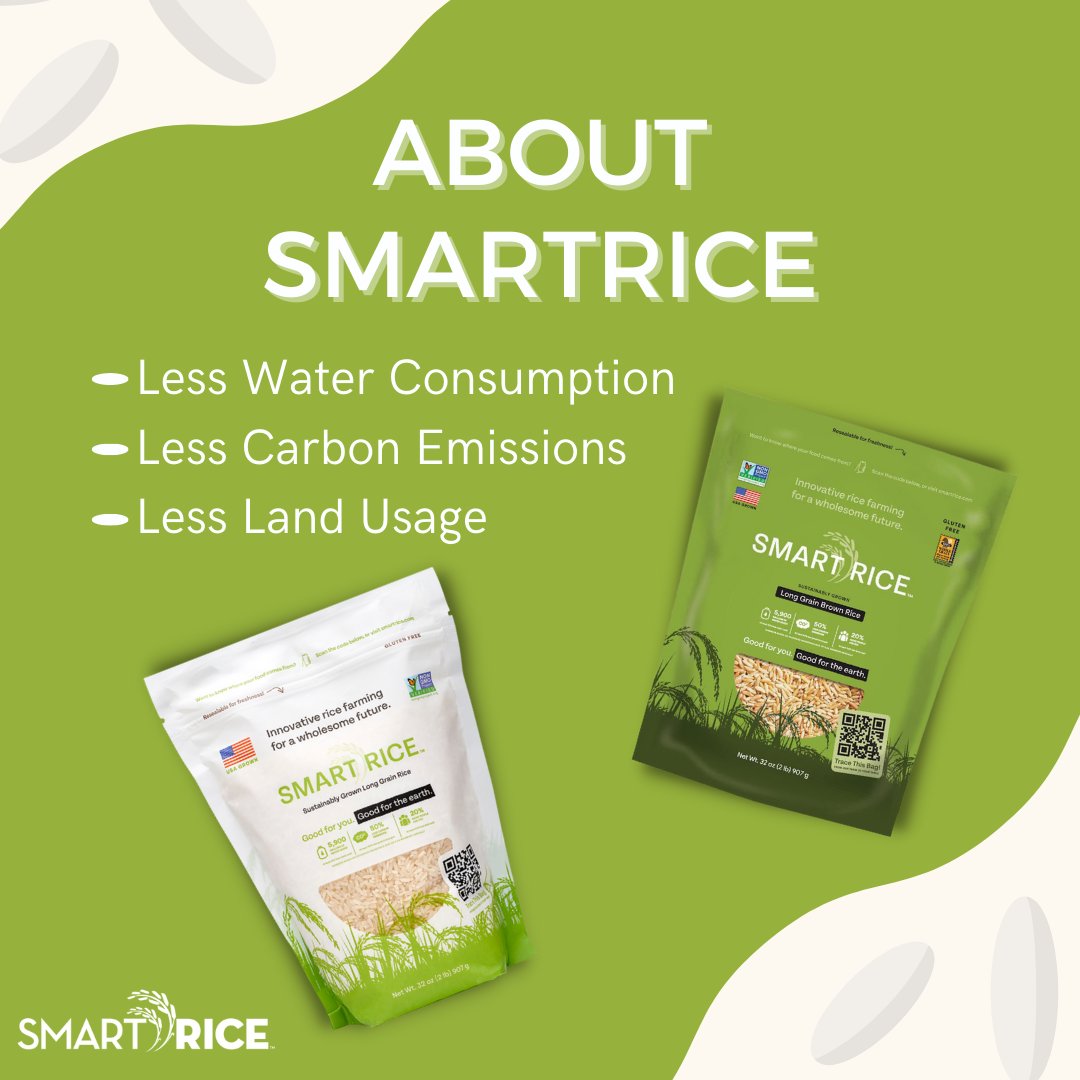 At #SmartRice, through our streamlined processes and innovative technology, we are able to deliver #usgrown rice with significantly less #water, land and input usage, higher output and lower #greenhouseemissions compared to most #rice products on the market.

#sustainable