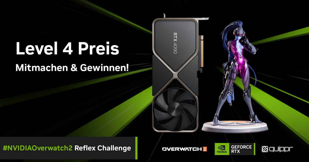 Ihr habt Level 3 in Rekordzeit geknackt. Die MSI Gaming X Trio GeForce RTX 4080 wurde freigeschaltet 💥 Als nächstes: Die GeForce RTX 4090 Founders Edition! 1. Like + RT 2. Kommentiere mit #NVIDIAOverwatch2 Hype-Status: twitch.tv/nvidiageforceh…