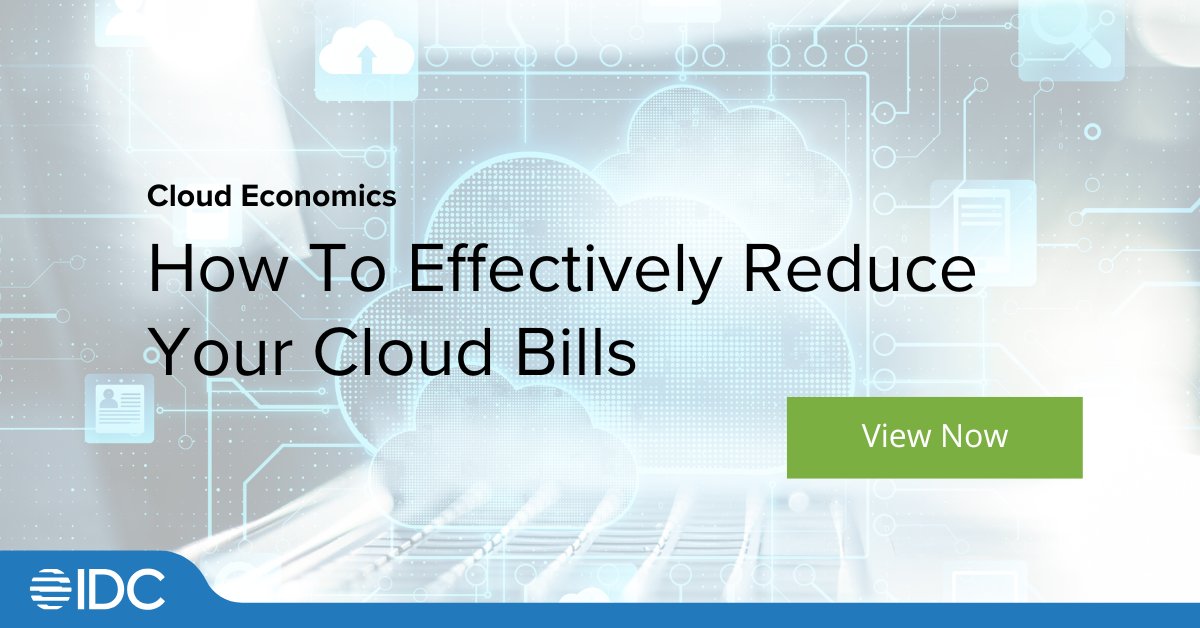 IDC's tweet image. 65% of IDC survey respondents think their #CloudSpend is high or very high. Reducing cloud bills is top of mind for CIOs, and our guide will help you get the most value from your cloud spend. bit.ly/3kvyj57 #cloudcostmanagement #cloudeconomics