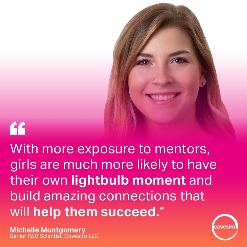 CovestroUS's tweet photo. This #NationalMentoringMonth, we're celebrating the power of supportive &amp; meaningful mentor relationships. 

Our Michelle Montgomery owes her start in #chemistry to her teacher – and now pays it forward by mentoring students herself. Read Michelle's story here 👇 #LifeAtCovestro