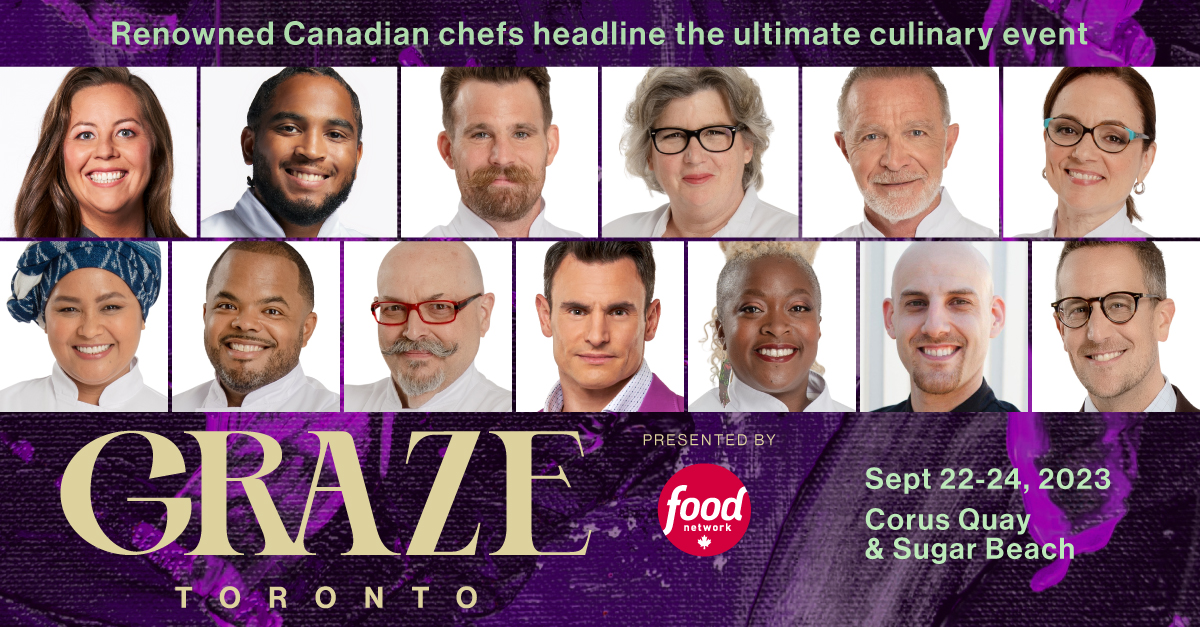 We’re serving up @GRAZE_Toronto, the ultimate culinary event, presented by @FoodNetworkCA, and today we announced our initial lineup of revered chefs!  Sponsorship categories are still available.
Read more: bit.ly/3ZZhnUU