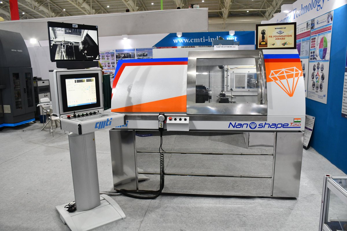 director_cmti's tweet image. Our Ultra-precision Single Point Diamond Turning Machine won the FEI Innovation award in IMTEX-19 and is now launched as a commercial product in IMTEX-23 by  M/s Ace Designers. Feeling proud &amp;amp; look forward to similar success stories. CMTI has 60 such high-end innovations for ToT.